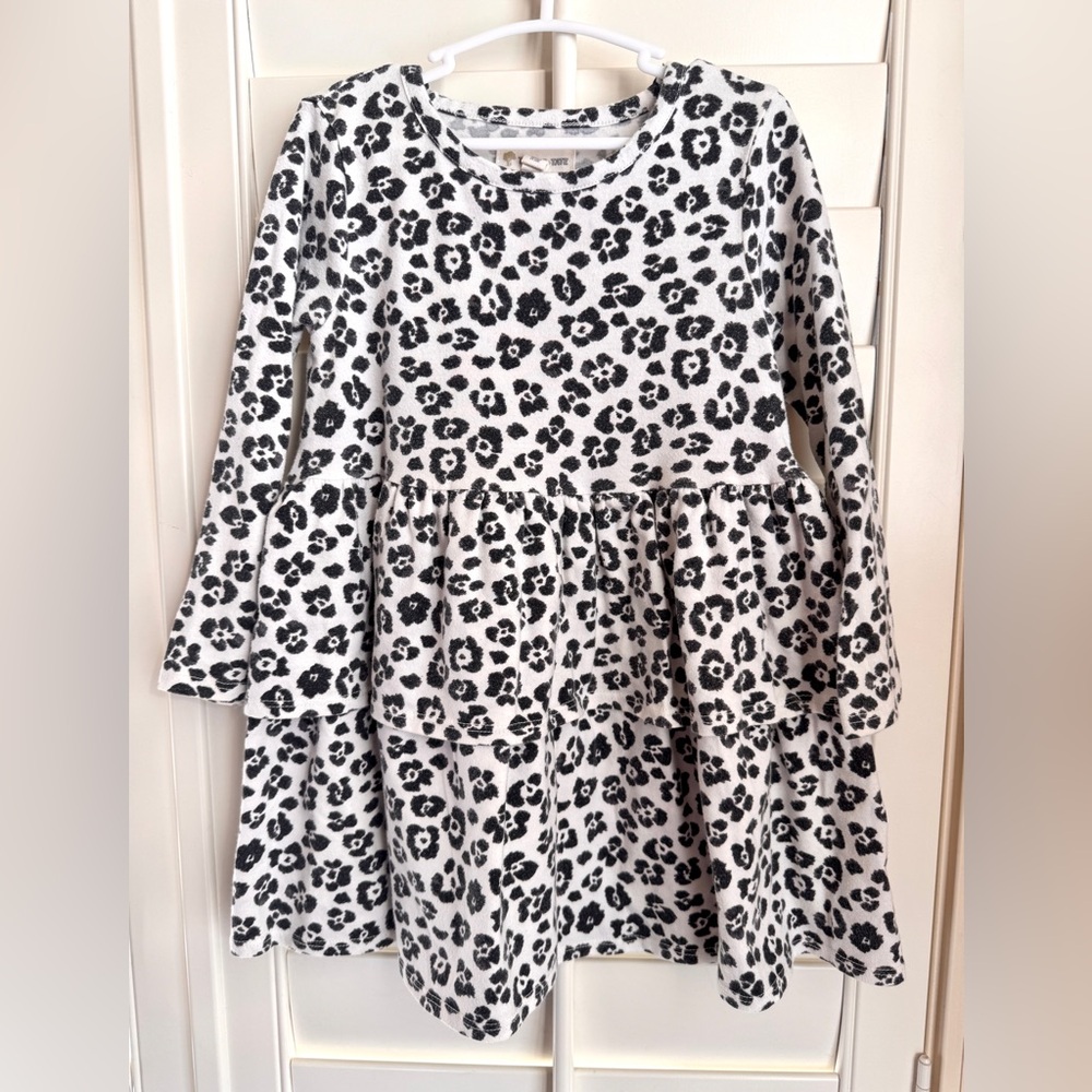 Tucker + Tate Toddler Girl Leopard Print Tiered Ruffle Long Sleeve Dress Size 2